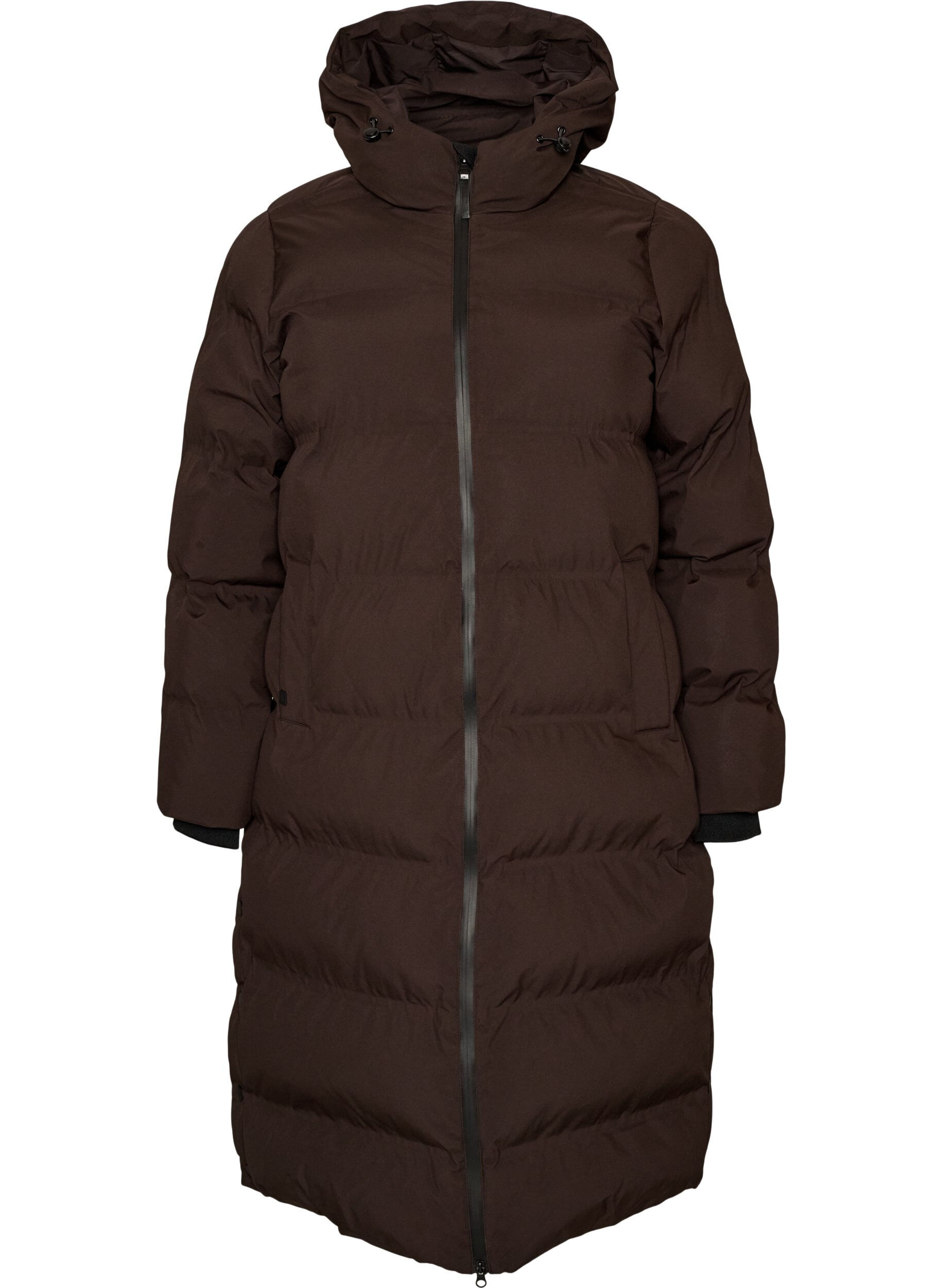 ZizzifashionLong puffer winter coat with hood, Brown, Packshot image number 0