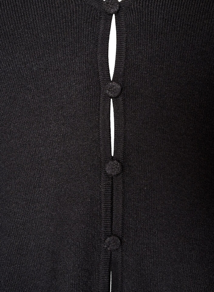 Fine-knit cardigan with fabric-covered buttons, Black, Packshot image number 2