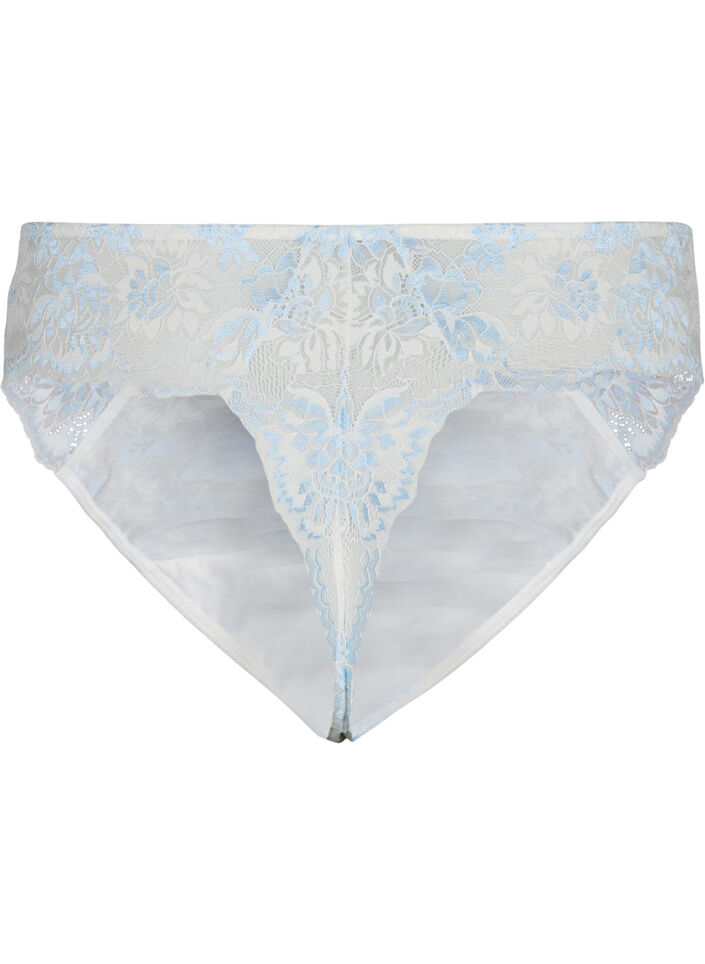 Lace g-string with a regular waist, Tofu w. blue, Packshot image number 1