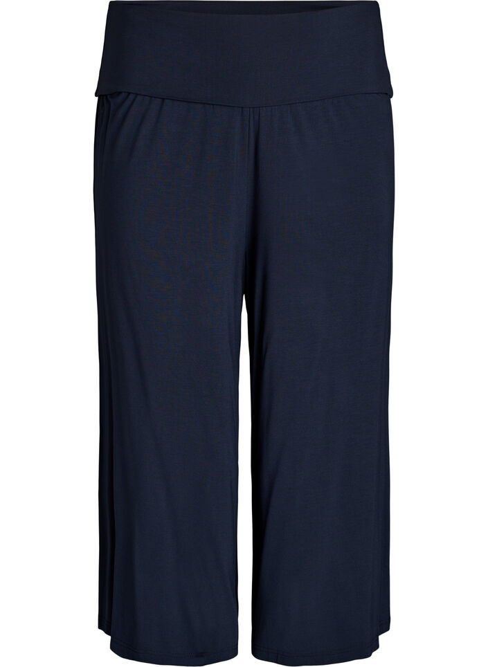 Jersey culotte trousers with high waist, Blue, Packshot image number 0