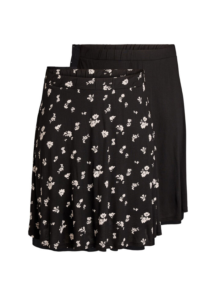 2-pack skater skirts in viscose, Black, Packshot image number 0
