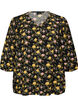 Patterned viscose blouse with 3/4-sleeves, Black, Packshot image number 0