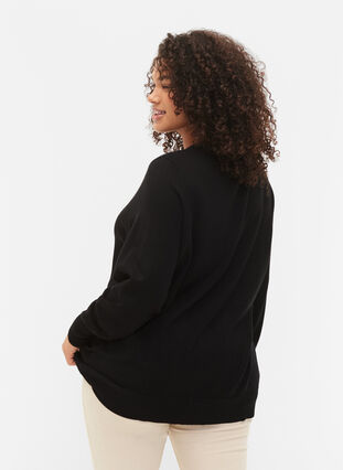 Viscose knitted top with v-neckline, Black, Model image number 1