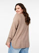 Knitted blouse with round neck and knitted pattern, Brown, Model image number 2