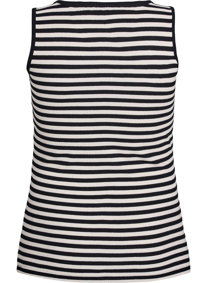 Striped tank top with a rib structure, Black Snow W. Stripe, Packshot image number 1