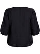 Viscose blend blouse with linen and gathered shoulders, Black, Packshot image number 1