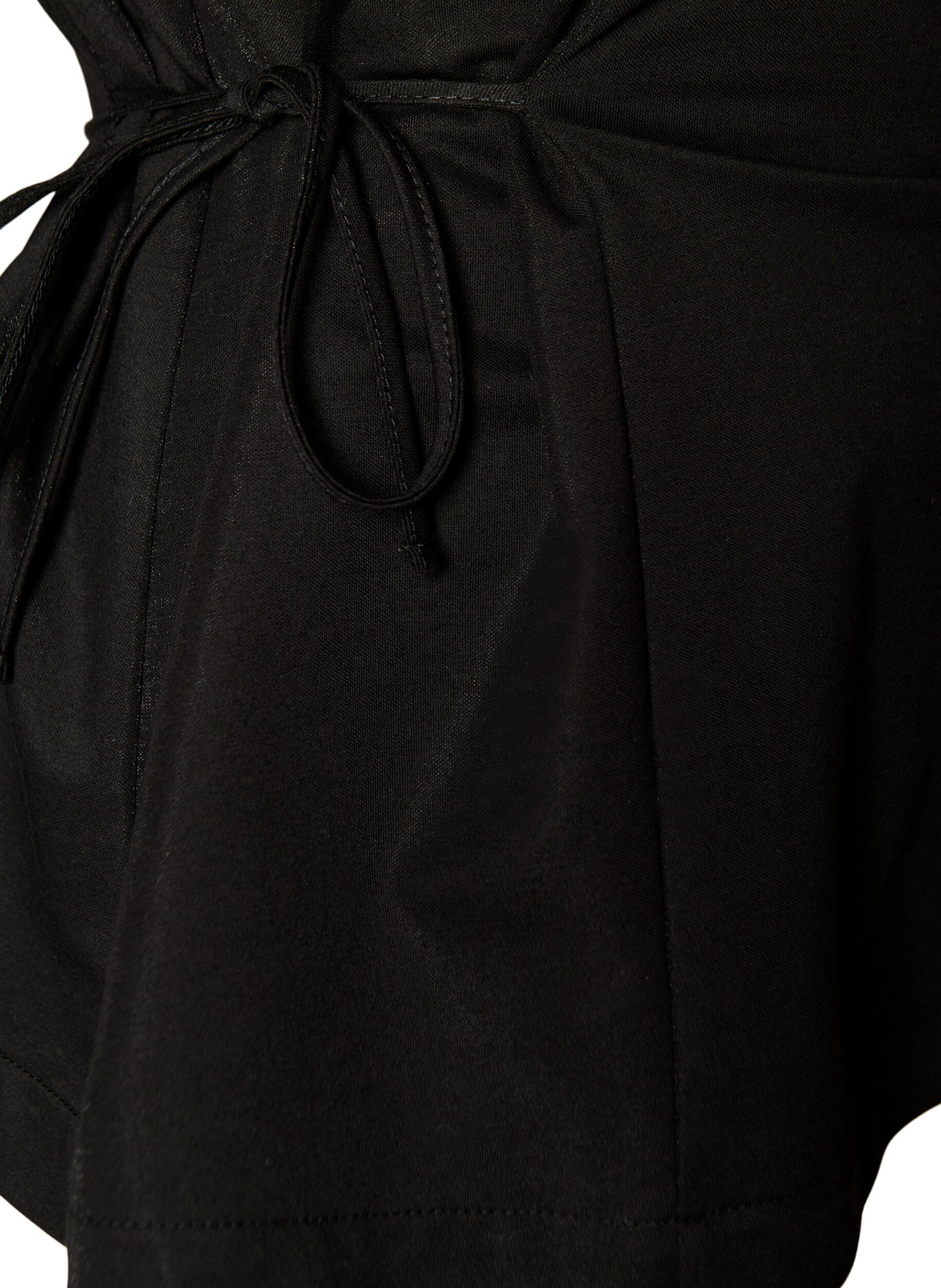 ZizzifashionBlouse in a cotton blend with a V-neck and tie-string, Black, Packshot image number 3