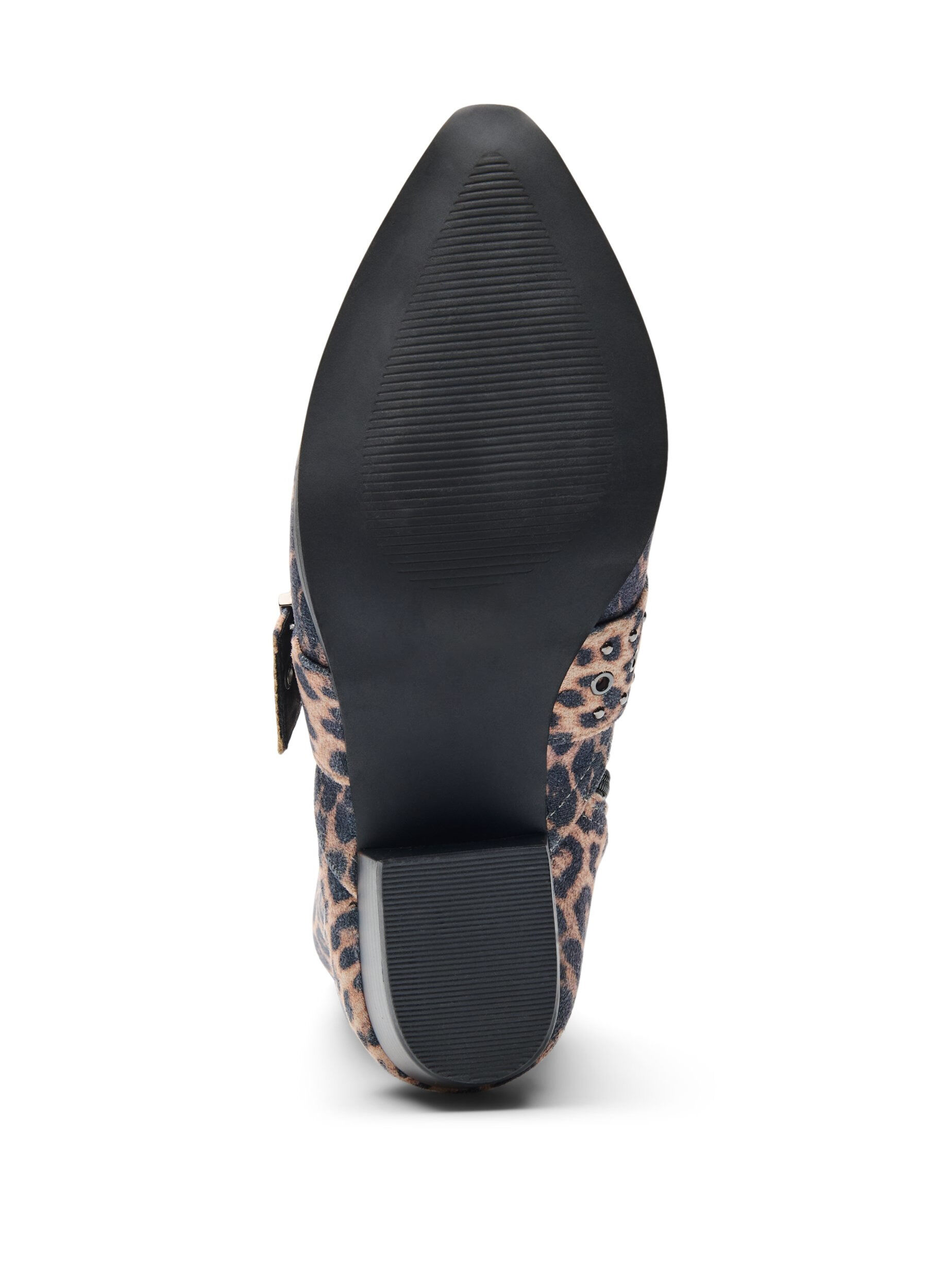 Zizzifashion Wide fit - Leopard print ankle boot with buckle and studs, Brown, Packshot image number 5