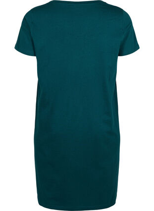 Short-sleeved cotton nightdress, Deep Teal w. Cool It, Packshot image number 1