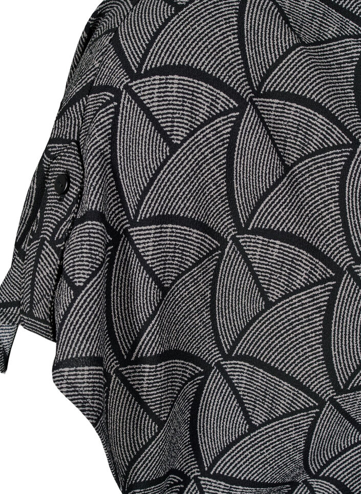 Short-sleeved blouse with print, Black Grey Graphic , Packshot image number 4