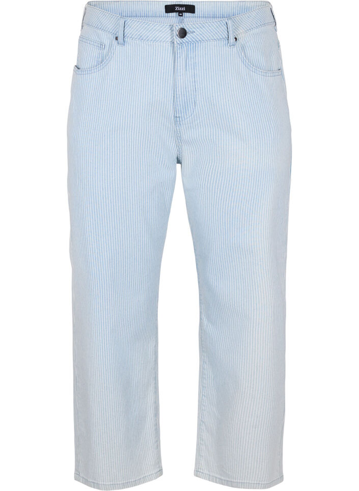 Straight, ankle length jeans with stripes, Light Blue Stripe, Packshot image number 0