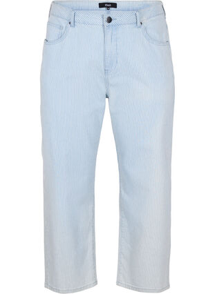 Straight, ankle length jeans with stripes, Light Blue Stripe, Packshot image number 0