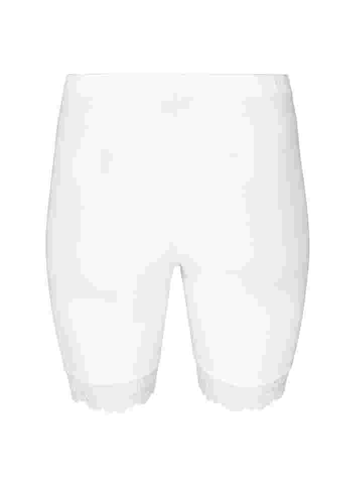 Cycling shorts with lace trim, Bright White, Packshot image number 1