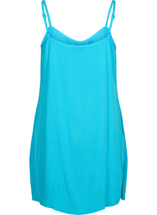 Solid colour strap dress in viscose, Blue Atoll, Packshot image number 1