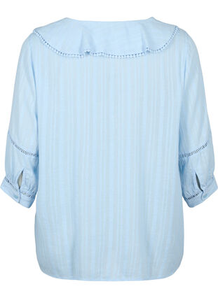 Blouse with 3/4 sleeves and lace, Chambray Blue, Packshot image number 1