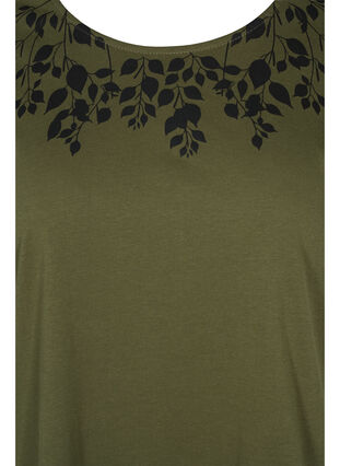 Cotton t-shirt with print details, Ivy Green Mel Leaf, Packshot image number 2