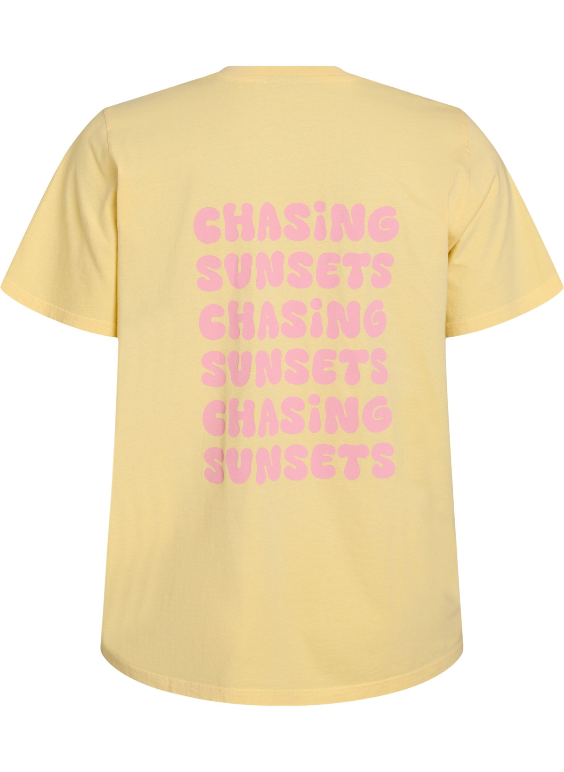 ZizzifashionOrganic cotton T-shirt with back print, Yellow, Packshot image number 1