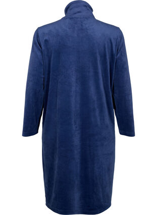 Velour bathrobe with zipper, Peacoat, Packshot image number 1