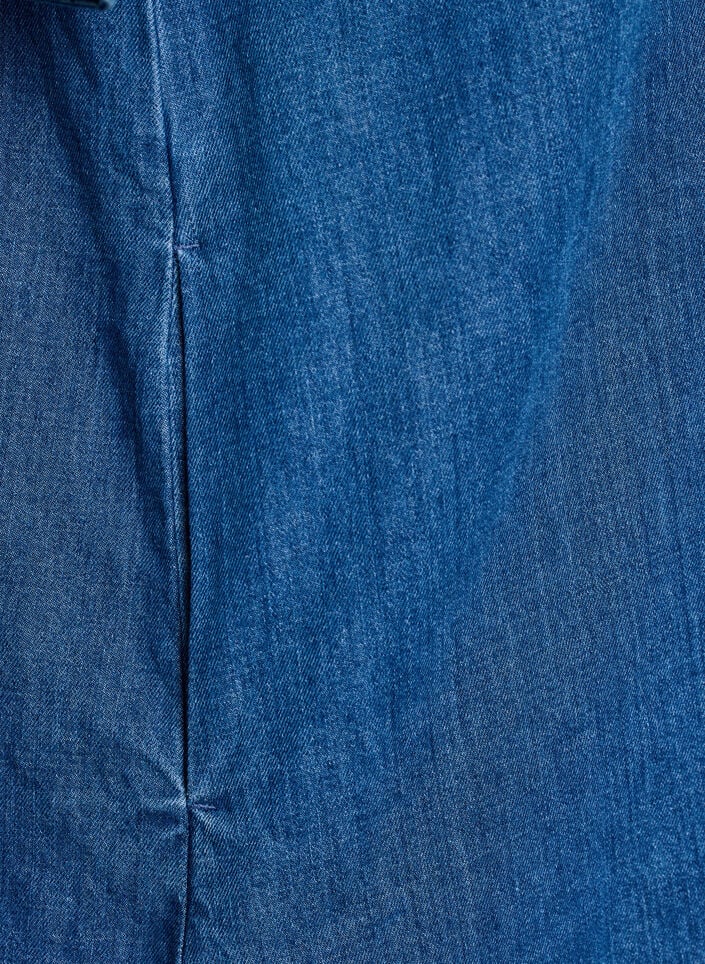 Denim dress with buttons and tie detail, Blue, Packshot