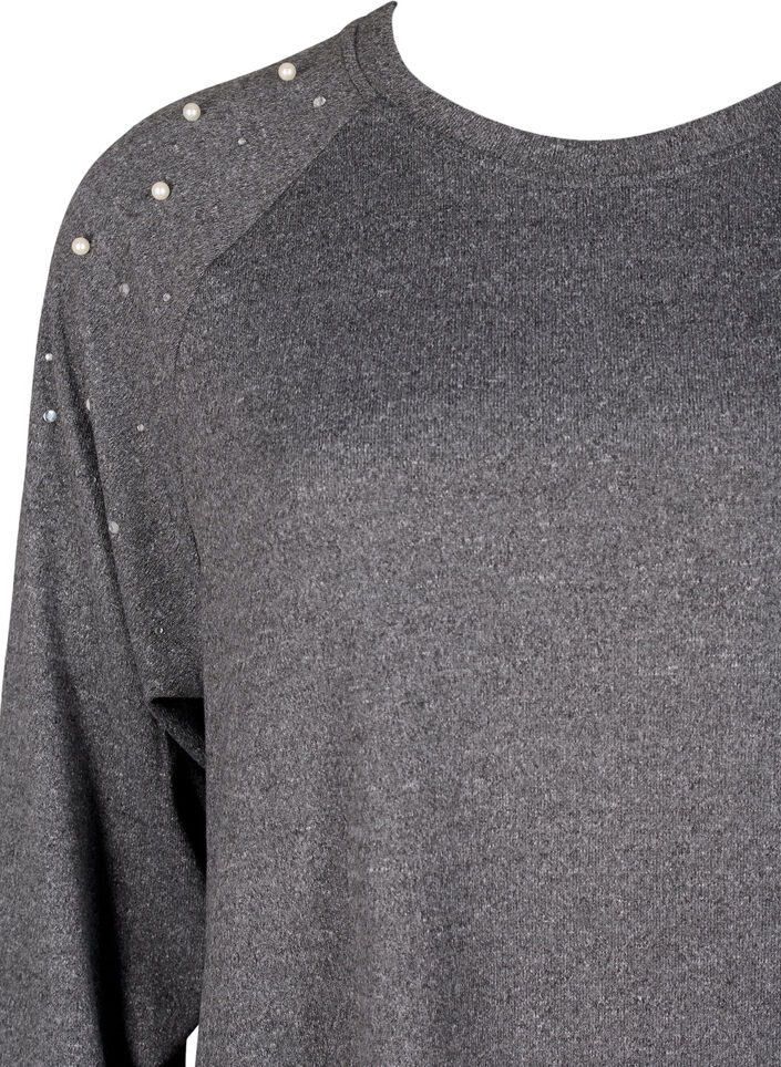 Long-sleeved dress with pearls, Dark Grey, Packshot image number 2