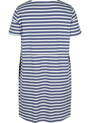 Short-sleeved cotton tunic with stripes, Twilight Blue/Stripe, Packshot image number 1