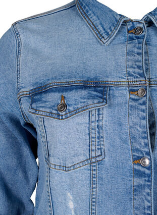 Short cotton denim jacket, Light blue denim, Packshot image number 2