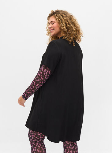 Viscose tunic with buttons, Black, Model image number 1