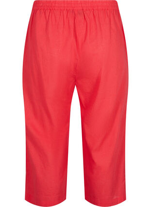 7/8 trousers in cotton blend with linen, Hibiscus, Packshot image number 1