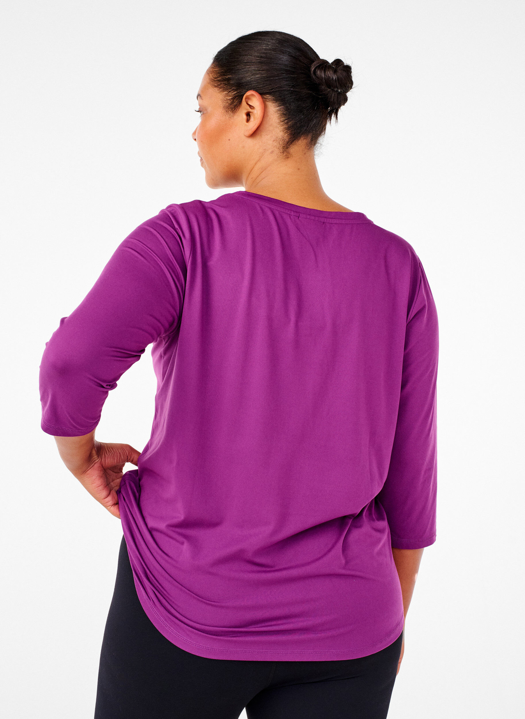 ZizzifashionWorkout top with 3/4 sleeves, Purple, Model image number 1