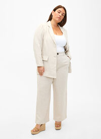 Suit trousers in a material blend with linen, Rainy Day, Model