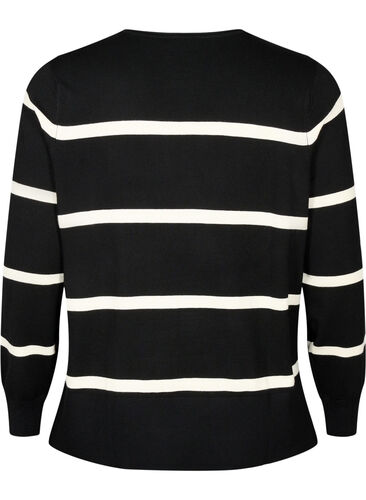 Knitted viscose blouse with stripes, Black Comb, Packshot image number 1