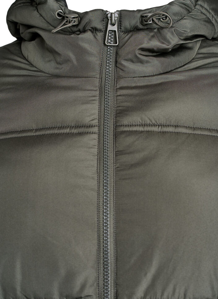 Short puffer jacket with a hood and two-way zipper, Dark Grey, Packshot image number 2