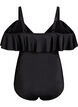 Swimsuit with underwire and ruffle trim, Black, Packshot image number 1