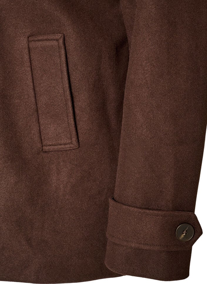 Short coat with double-breasted button closure, Brown, Packshot