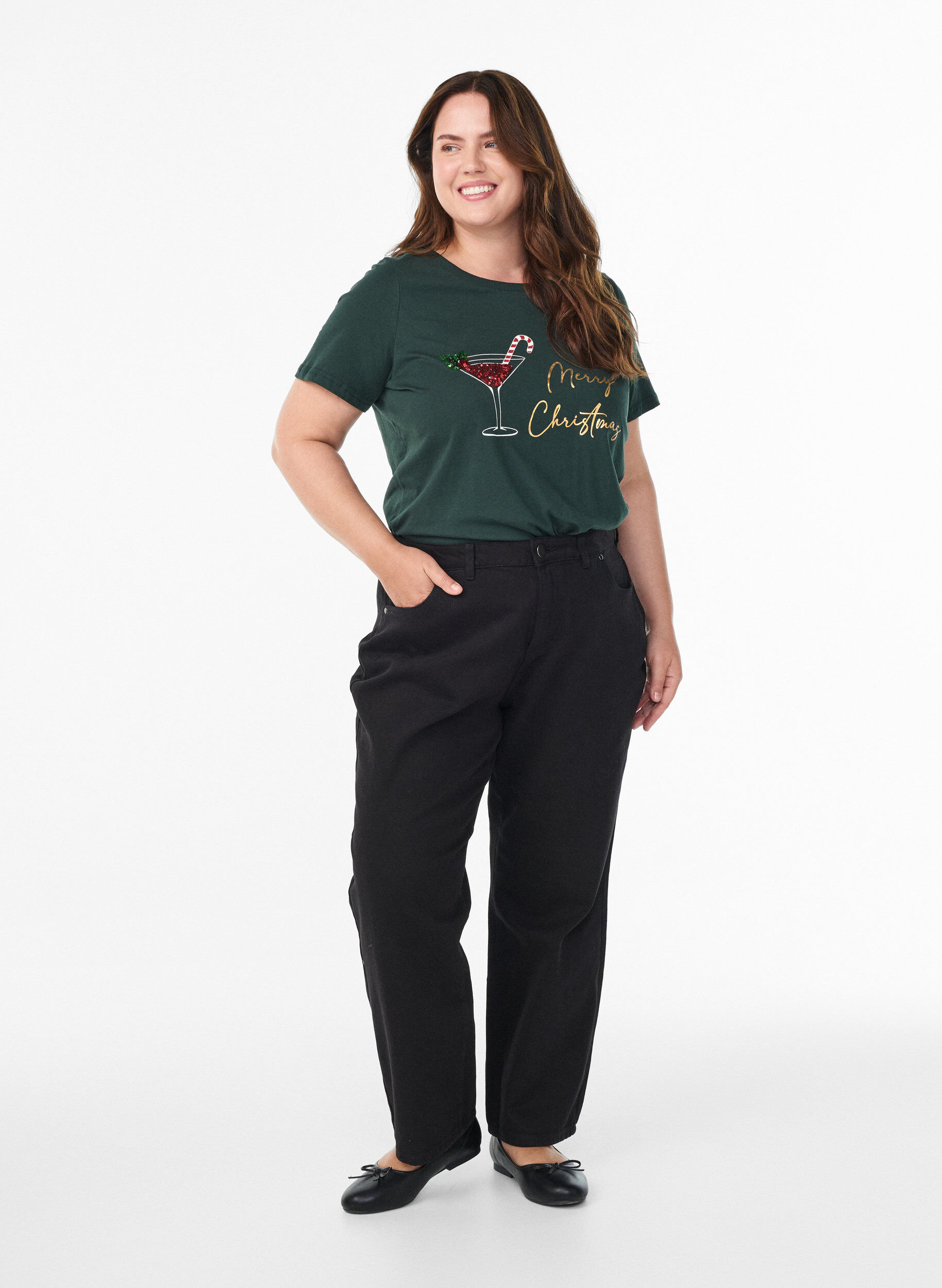 ZizzifashionChristmas t-shirt in organic cotton, Green, Model image number 1