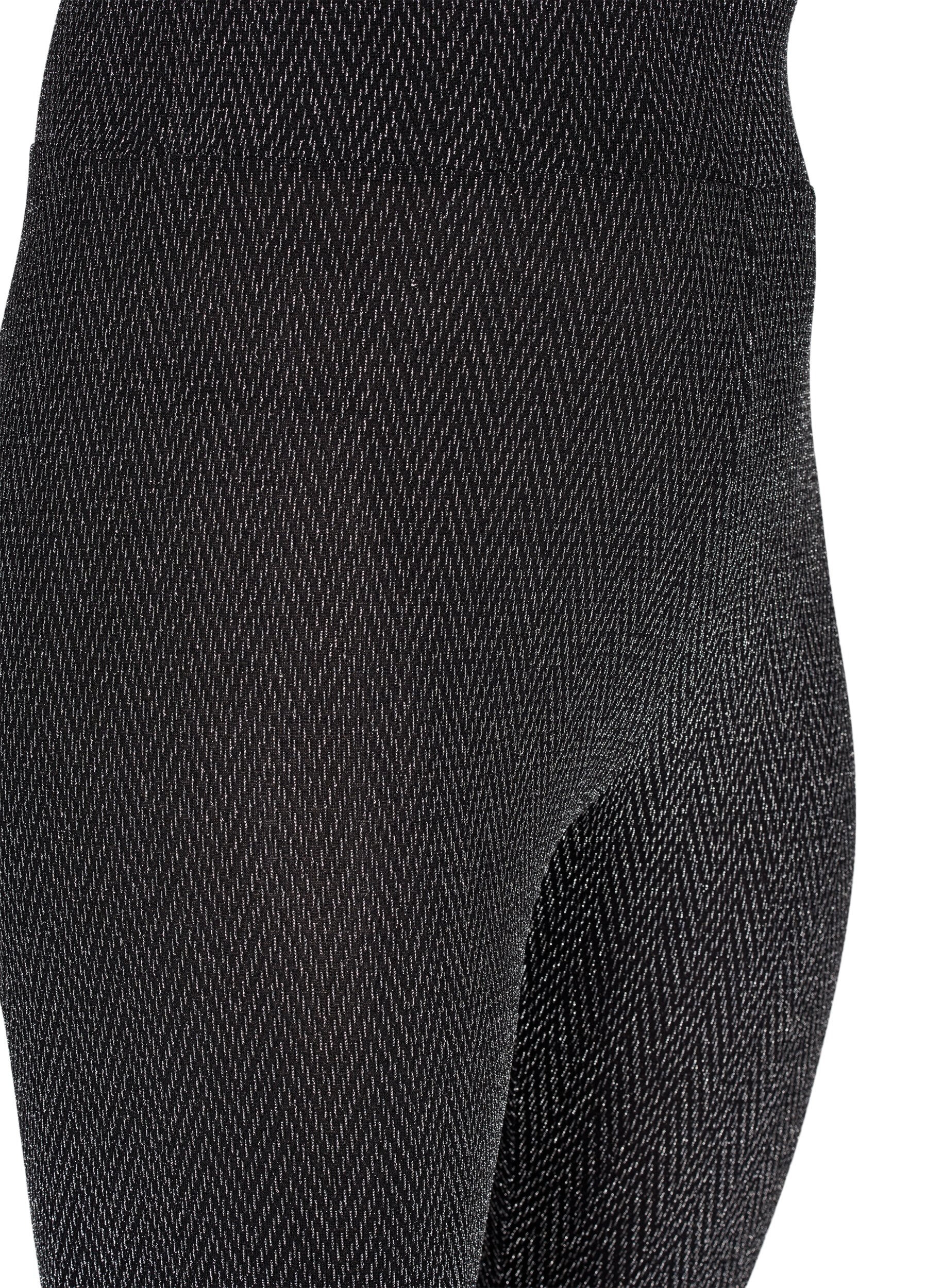 Zizzifashion Leggings with glitter pattern, Silver ZigZagShimmer, Packshot image number 2