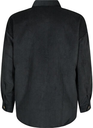Long sleeve velvet shirt with chest pockets, Black, Packshot image number 1