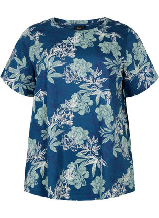 Oversize pyjama t-shirt with print, Insignia Blue AOP, Packshot image number 0