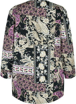 Quilted jacket with paisley print and button closure, Black Patchwork AOP, Packshot image number 1