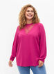Long sleeved blouse with lace detail, Festival Fuchsia, Model image number 0