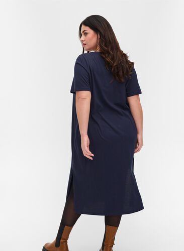 Cotton t-shirt dress with side slits, Night Sky, Model image number 1