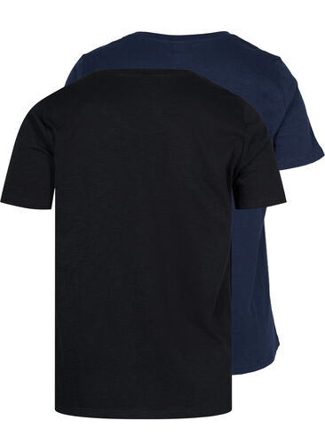 Basics cotton t-shirt 2-pack, Black/Navy Blazer, Packshot image number 1