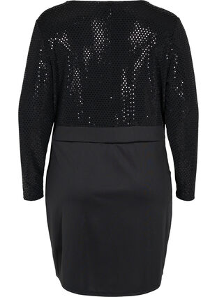 Tight-fitting dress with glitter structure, Black, Packshot image number 1