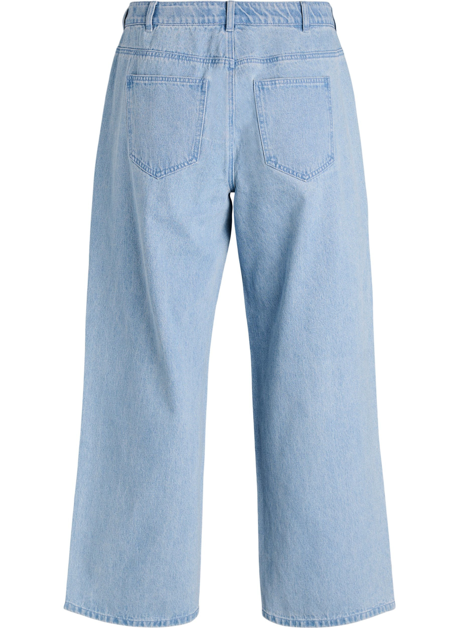 Zizzifashion Myra jeans with wide fit and flower details, Light Blue, Packshot image number 1