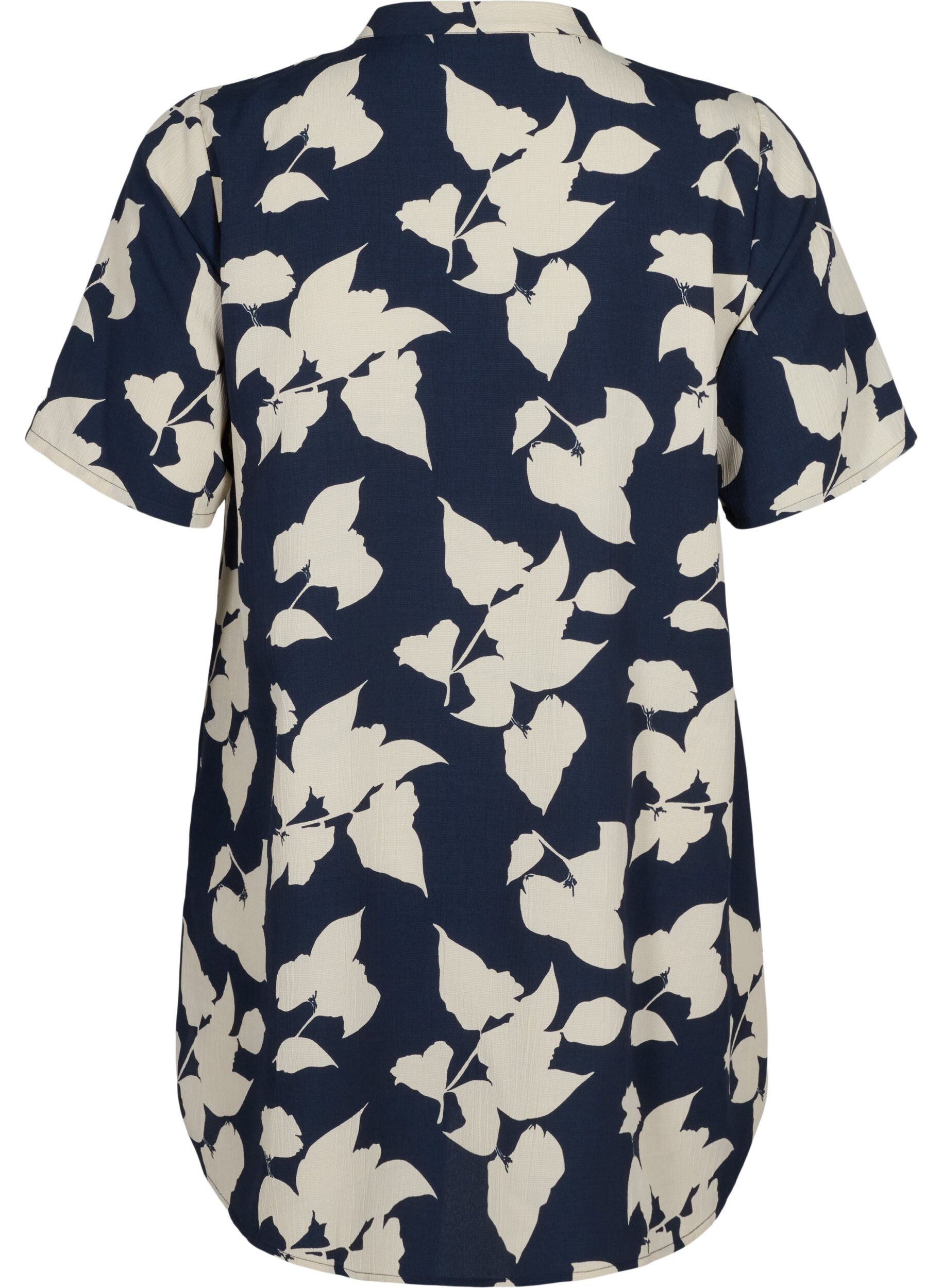 Zizzifashion FLASH - Floral tunic with short sleeves, Blue White Flower, Packshot image number 1