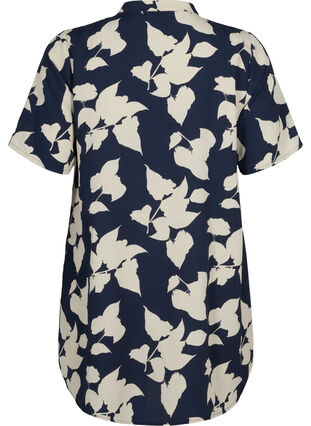 FLASH - Floral tunic with short sleeves, Blue White Flower, Packshot image number 1