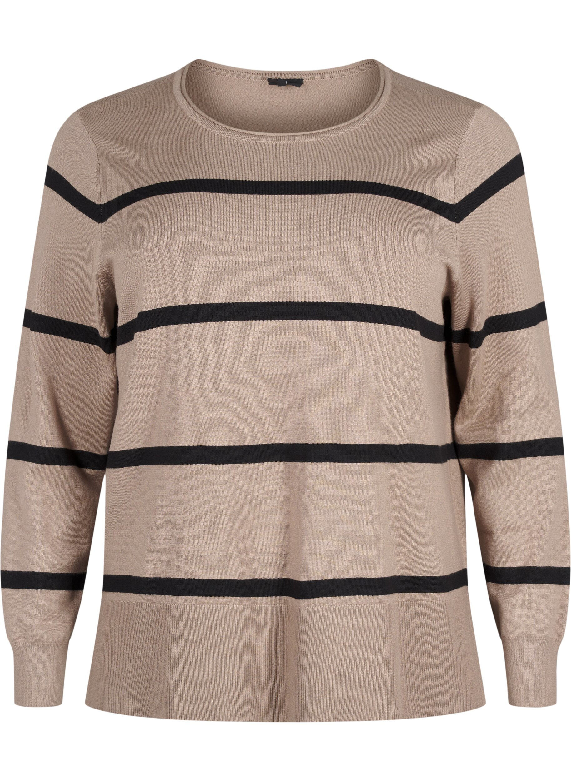 Zizzifashion Knitted viscose blouse with stripes, Grey, Packshot image number 0