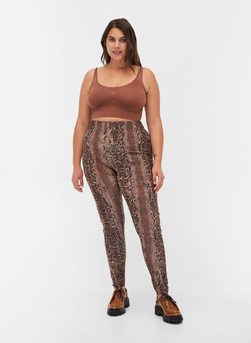 Printed leggings, Brown Snake , Model image number 0