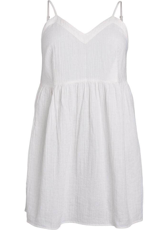 Cotton beach dress with narrow straps, Vanilla, Packshot image number 0