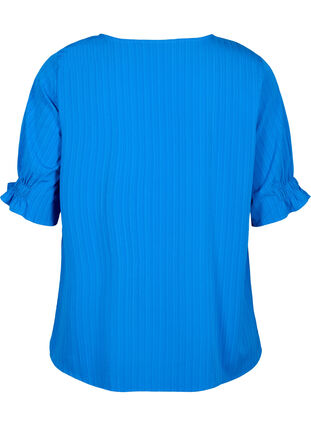 Striped blouse with short sleeves, Victoria blue, Packshot image number 1